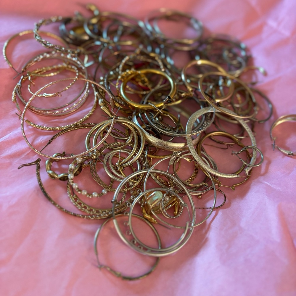 Lot of Gold and Silver toned hoops for crafting